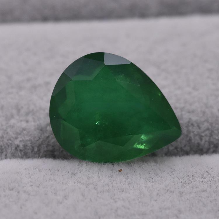 fusionstone 大尺寸宝石裸石水滴18x25 赞比亚祖母绿颜色粘结水晶