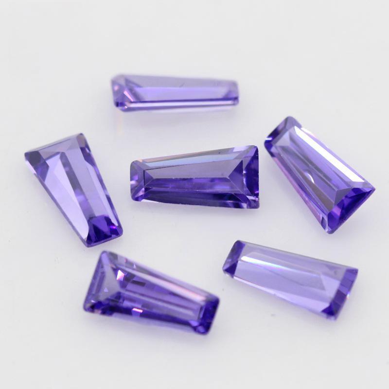 紫蓝色梯方锆石裸石 梯形紫兰色人造CZ钻宝石手表配石