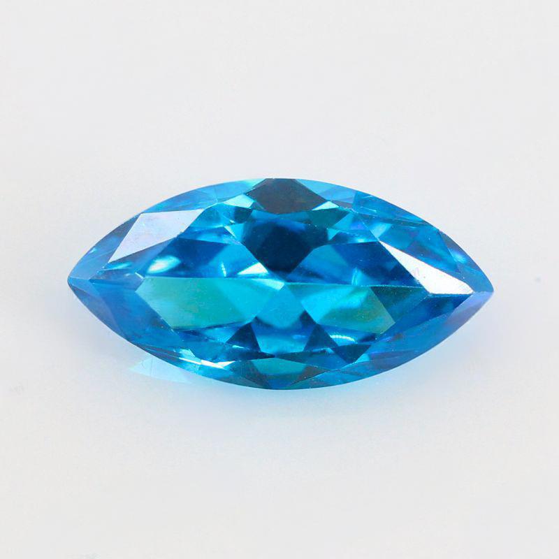 马眼形海蓝色锆石裸石 树叶形海蓝锆人造海兰宝石CZ皓石