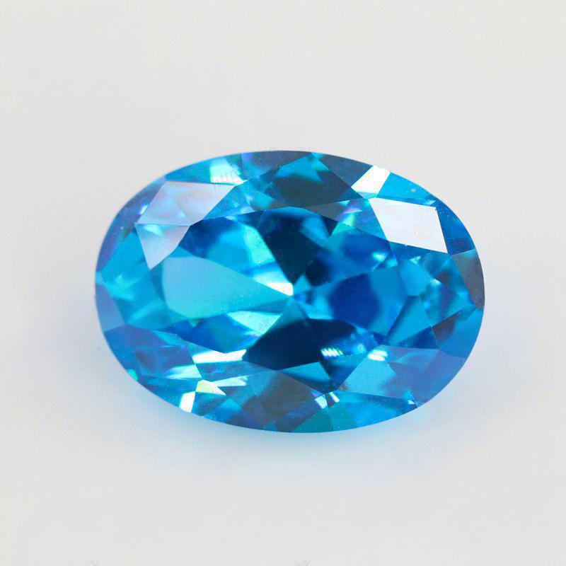 蛋形海蓝色锆石裸石批发 椭圆形海兰锆人造钻蓝宝石饰品