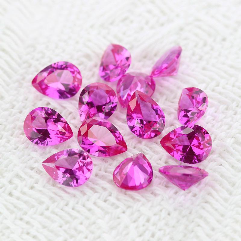 梨形3#红刚玉戒面裸石 水滴形合成红宝石人造3号仿钻