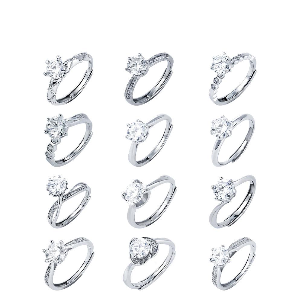 S925银高端莫桑戒圆D色求婚订婚活口戒指