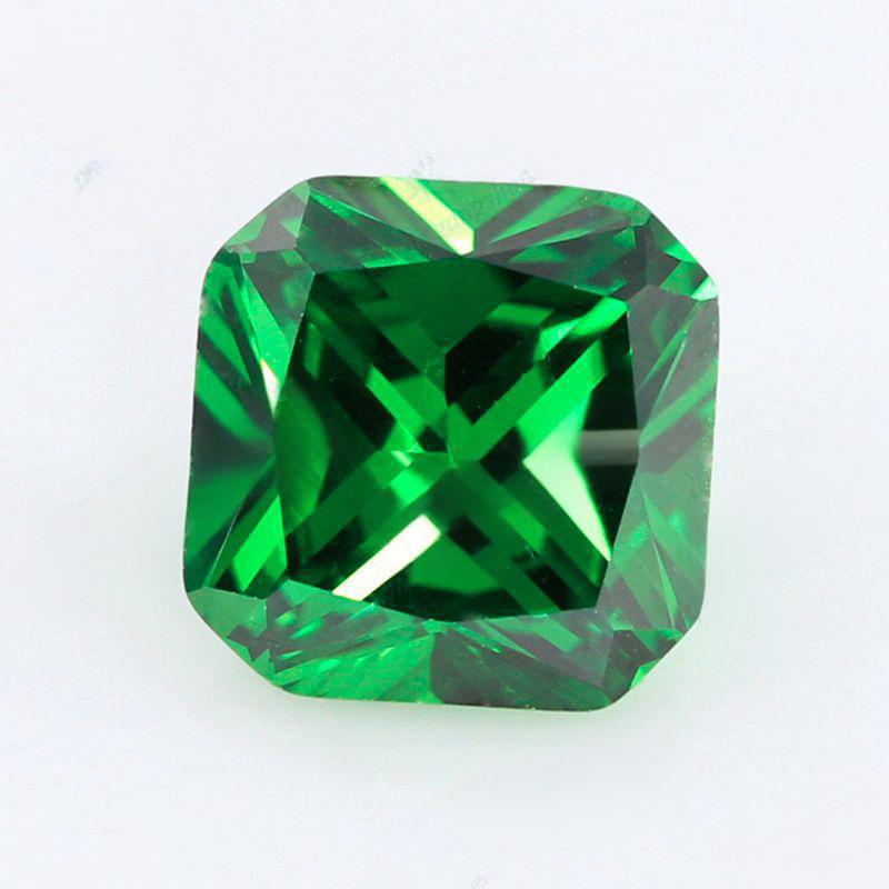 正方形倒角车花绿锆裸石 祖母绿色锆石宝石首饰主石批发