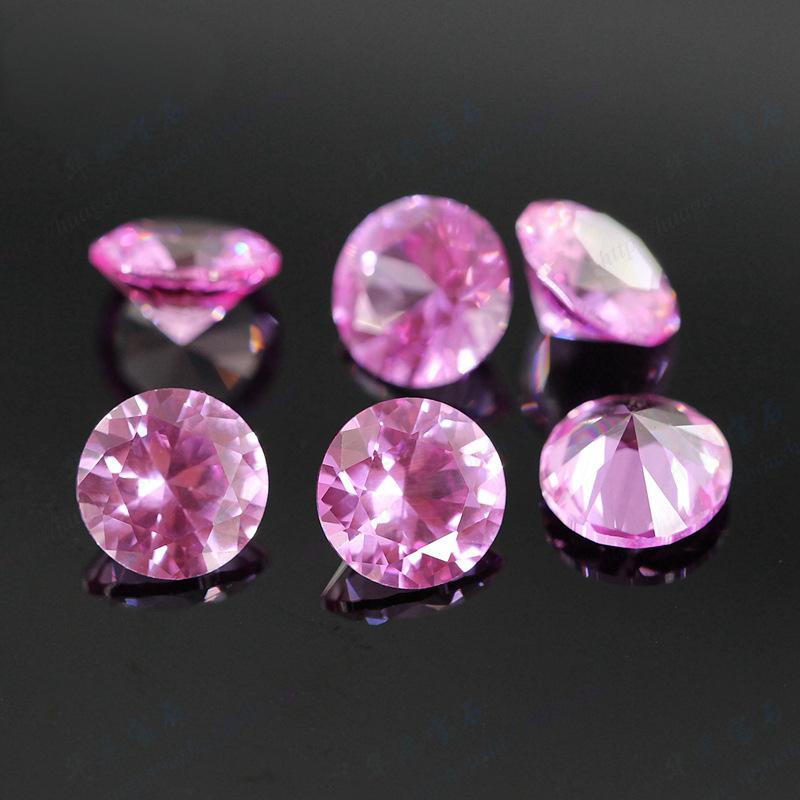 5A圆形2#红刚玉裸石戒面 粉刚合成红宝石浅粉色主石钻