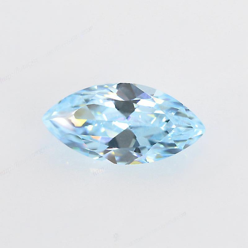 马眼钻浅海蓝色锆石裸石 树叶形海蓝锆配件仿托帕石批发