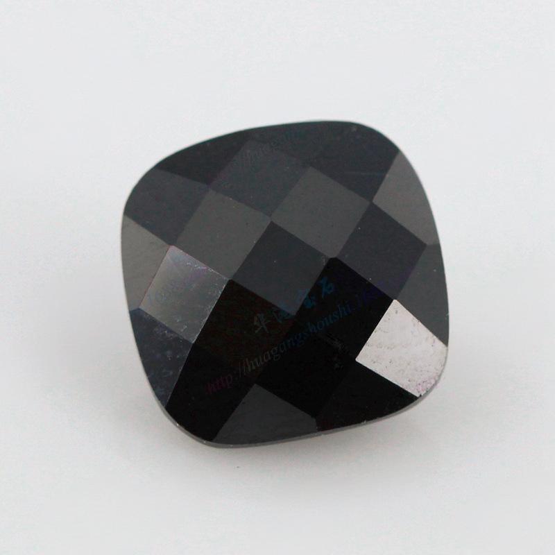 肥正方形黑色锆石尖底龟面 枕形黑锆格子面裸石人造宝石