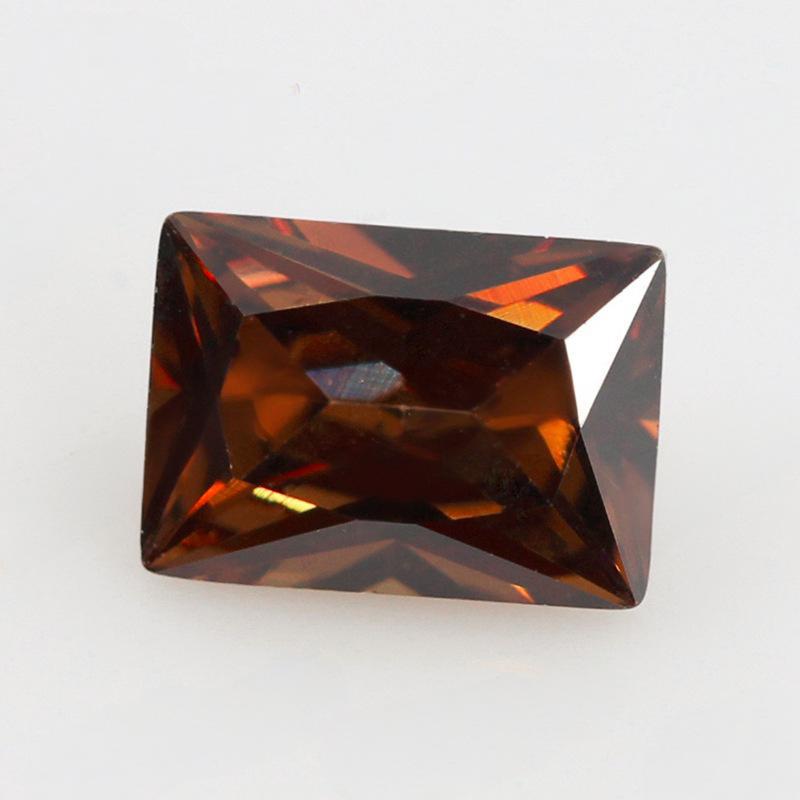 长方形直角咖啡色锆石裸石批发 合成立方氧化锆宝石