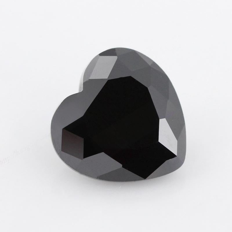 心形黑色锆石裸石戒面 人造黑锆合成立方氧化锆CZ皓石