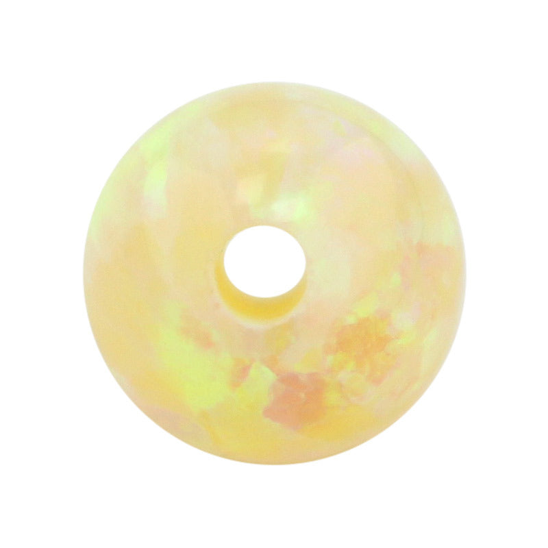 全孔球形OPAL仿欧泊石裸石 人造浅黄圆珠澳宝珠子OP04