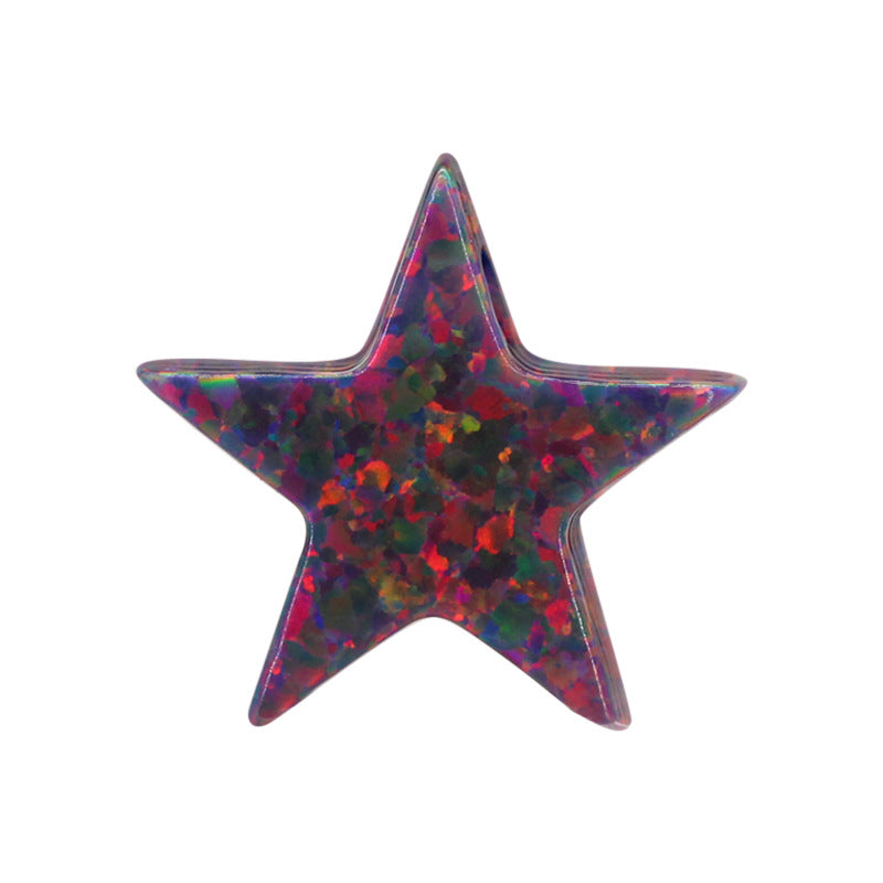 合成澳宝欧泊石OPAL 五角星单孔耳钉素面戒面项链OP33