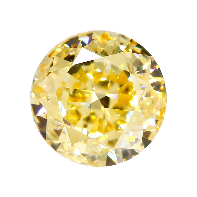 9A圆形鹅黄色冰花切高碳钻 锆石裸石戒面主石首饰 DIY