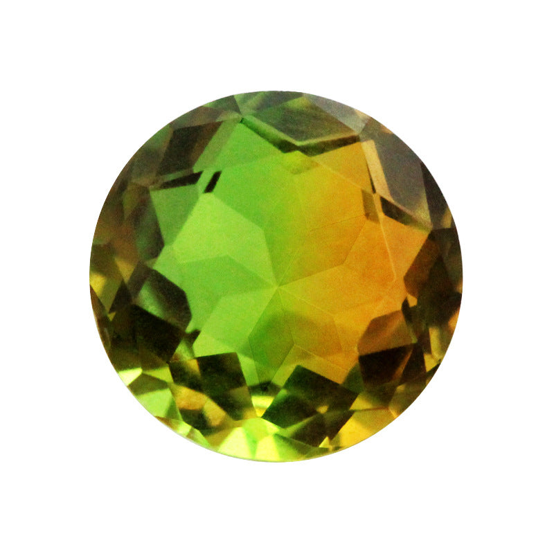 圆形西瓜碧玺玻璃裸石 拼色戒指饰品主石合成宝石BX10