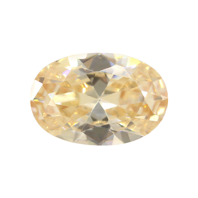 蛋形浅香槟色锆石裸石戒面椭圆形人造CZ梧州皓石AAA彩色