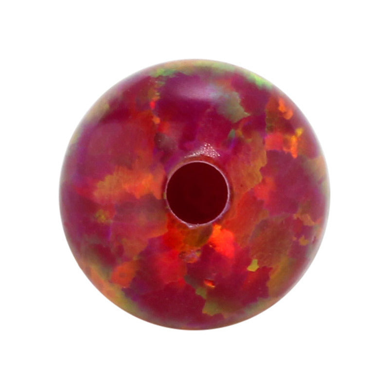 半孔球形OPAL仿欧泊石裸珠 人造合成圆珠澳宝珠子OP45