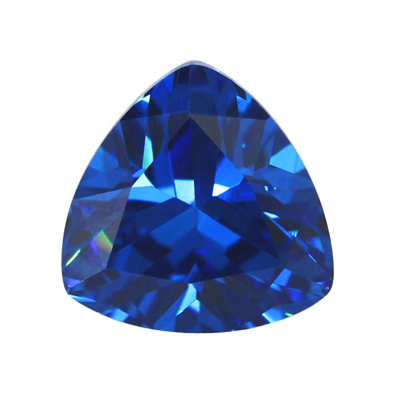 肥三角形兰锆裸石批发 胖三角宝蓝锆宝石合成钻戒面首饰