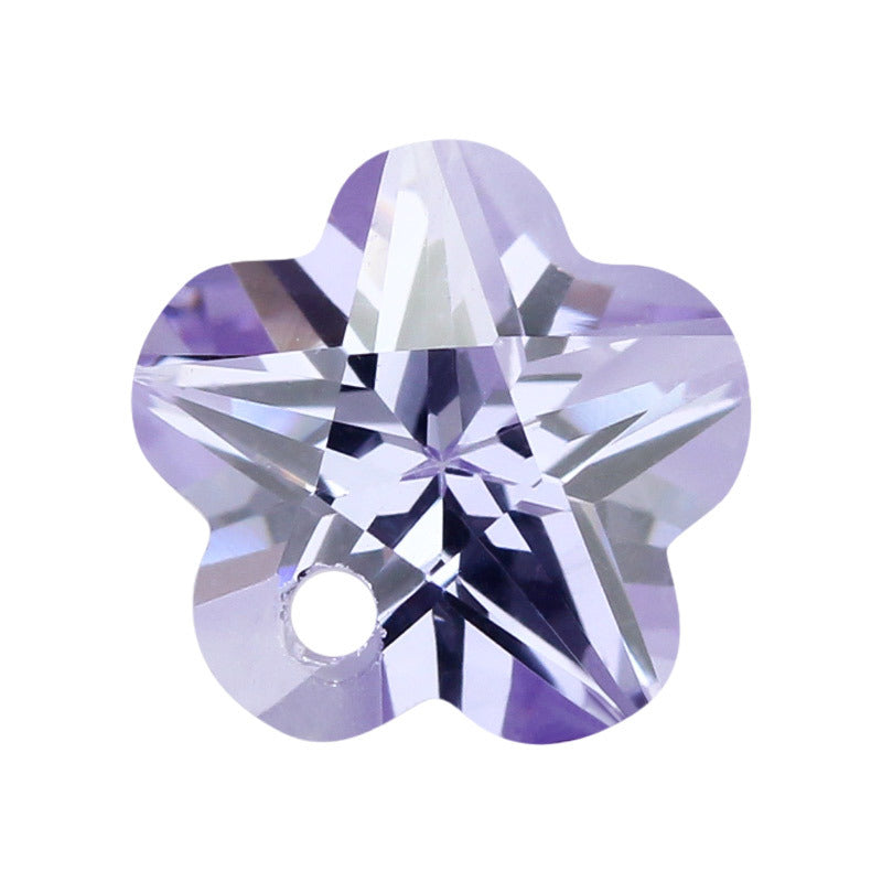 单孔变蓝色五角形梅花锆石裸石 人造变兰色彩色戒面首饰