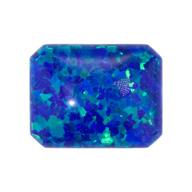 长方倒角平底素面深蓝色合成澳宝裸石 人造欧泊石#L-1