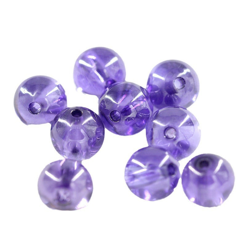 全孔圆形紫红色锆石珠子裸石 通孔CZ光珠打孔串手链DIY