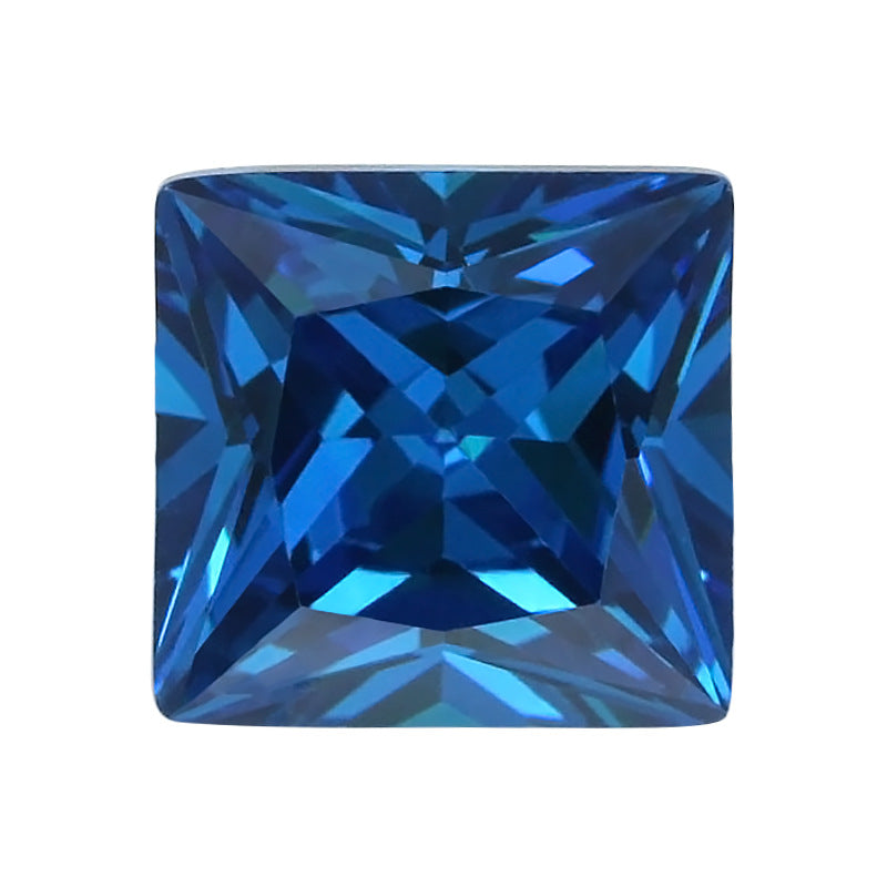 正方形直角车花深海蓝锆裸石 深海兰色CZ锆石公主方戒面