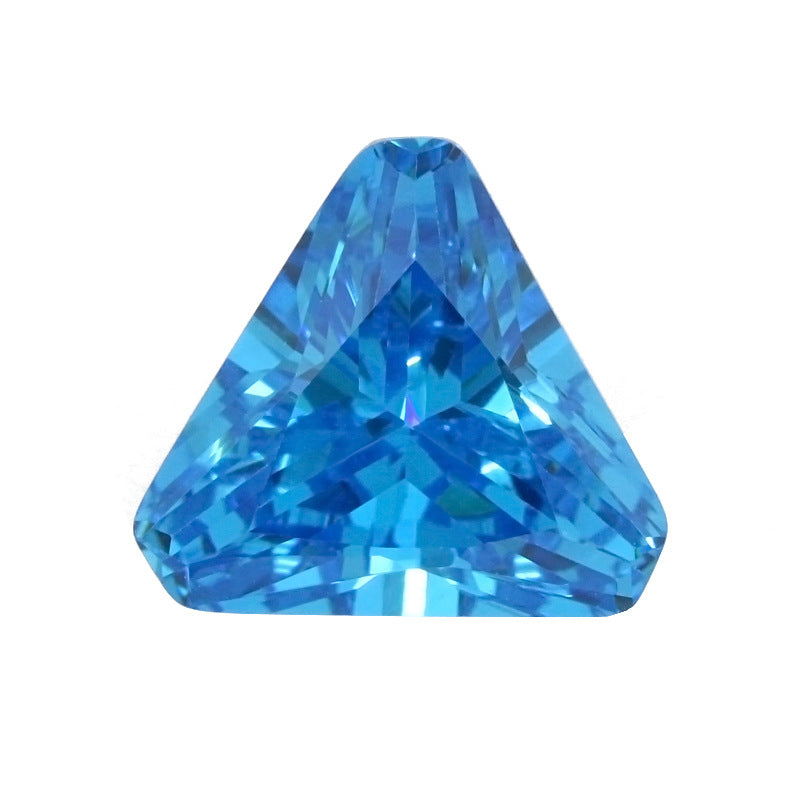 倒三角形海蓝色锆石裸石 倒三角海兰锆人造CZ皓石戒面