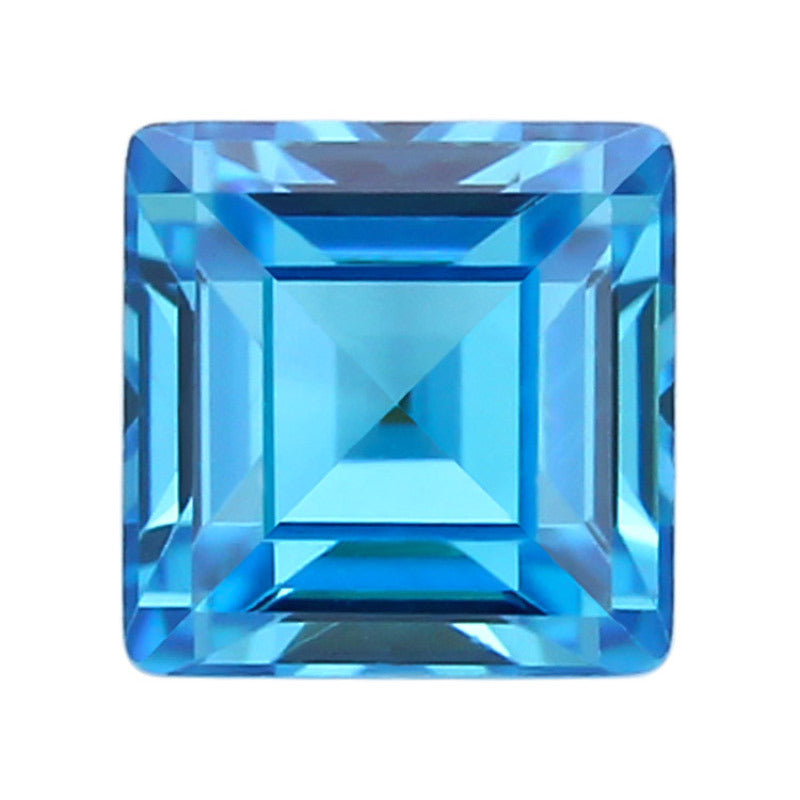 正方形直角海蓝色锆石裸石批发 车平尖底合成蓝宝石戒面