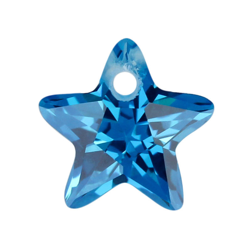 单孔五角星形海蓝锆石戒面裸石 人造CZ宝石皓石海蓝色锆