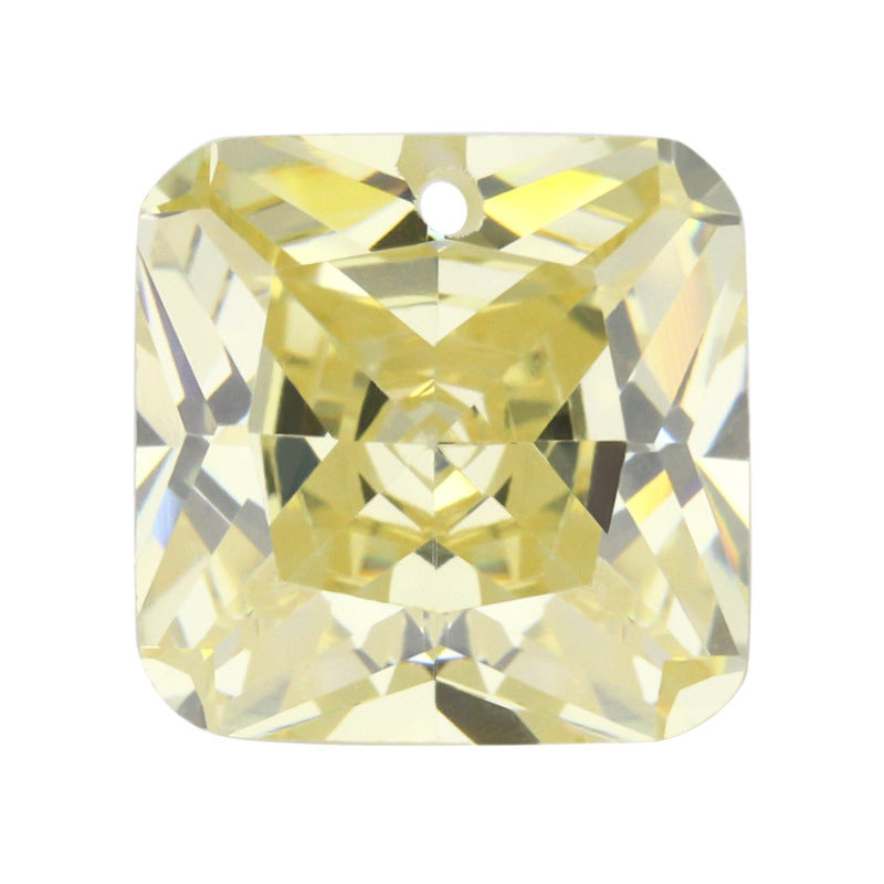 单孔正方形倒角鹅黄色锆石CZ裸石 AAA彩色皓石饰品戒面