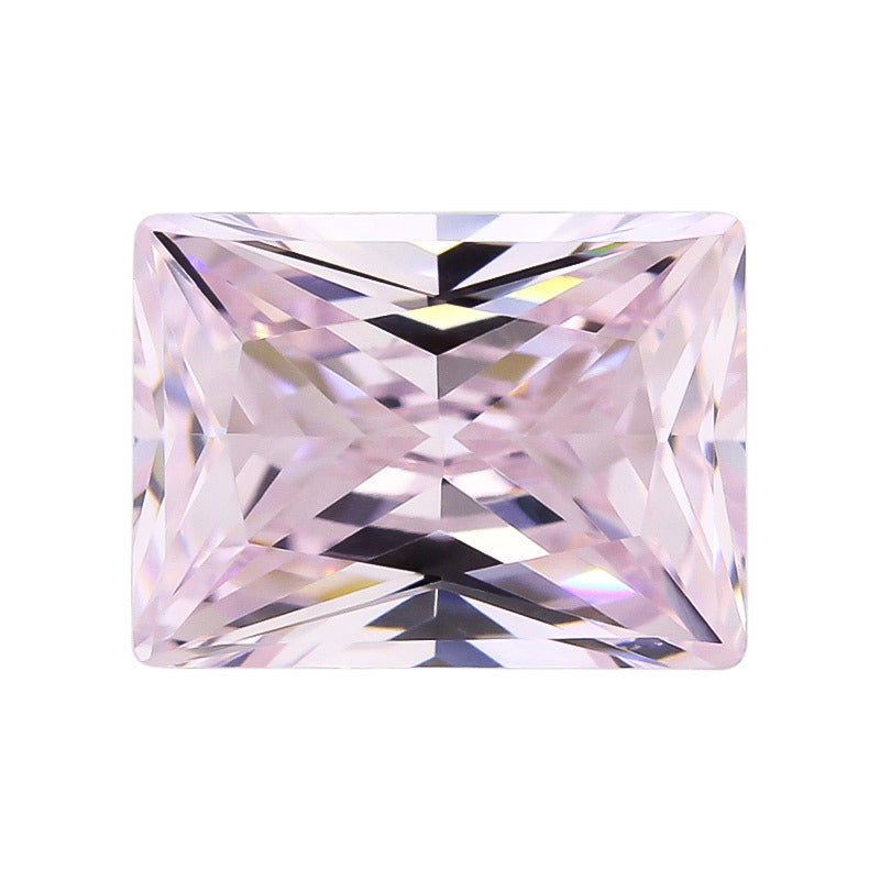 5A长方形直角浅粉色锆石裸批发 合成立方氧化锆戒面