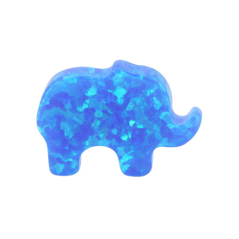 合成澳宝欧泊石OPAL 可爱大象耳钉饰品素面戒面项链OPO5