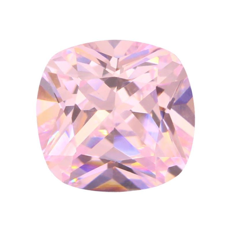 5A肥正方形尖底浅粉色锆石裸石 肥方枕形格子面裸石批发