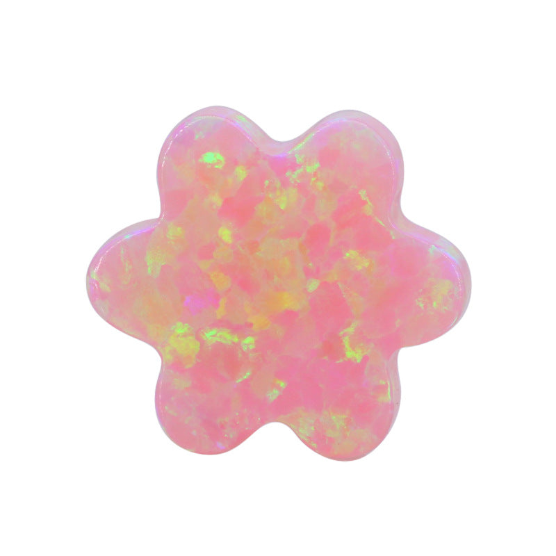 合成澳宝欧泊石OPAL浅粉色 梅花形饰品素面戒面项链OPO8