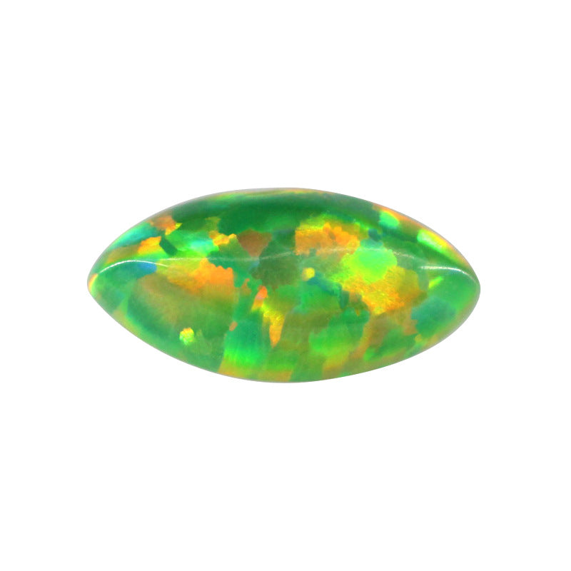 马眼形OPAL合成欧泊石裸石戒面 人造火彩澳宝平底钻OP21