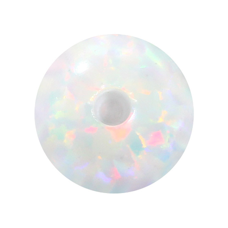 半孔球形OPAL仿欧泊石宝石澳宝 合成圆珠蛋白石白色OP18