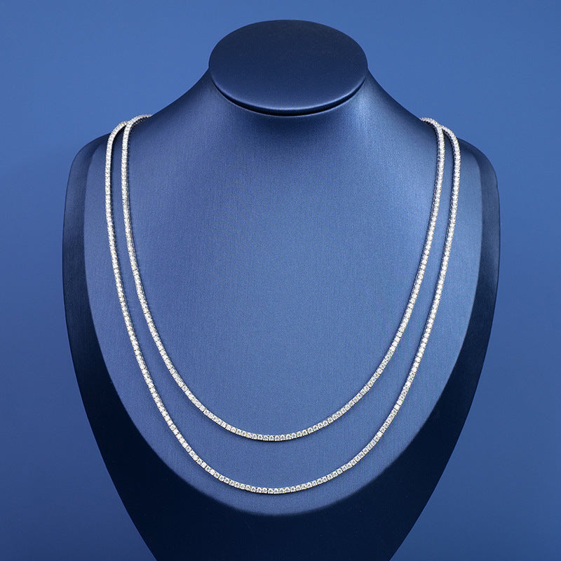 银网球项链女款莫桑石网球链简约高级感首饰项饰品女