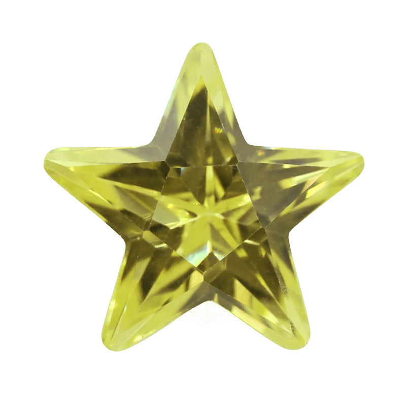 五角星形橄榄黄色锆石裸石 彩色散珠戒面镶嵌饰品配石