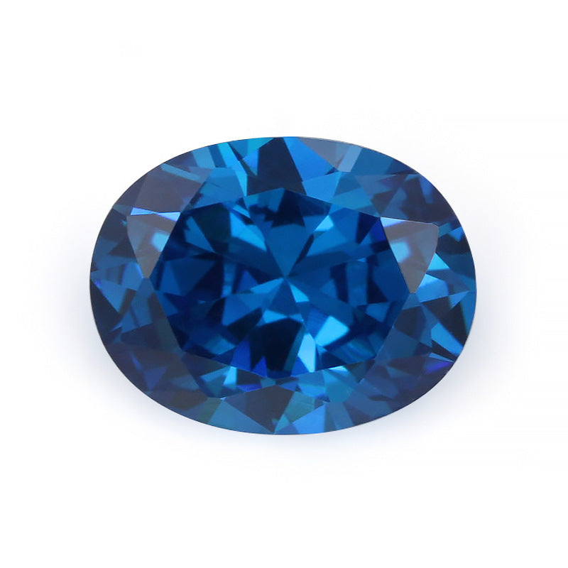 蛋形深海蓝色锆石裸石批发 椭圆形深海兰锆人造钻蓝宝石
