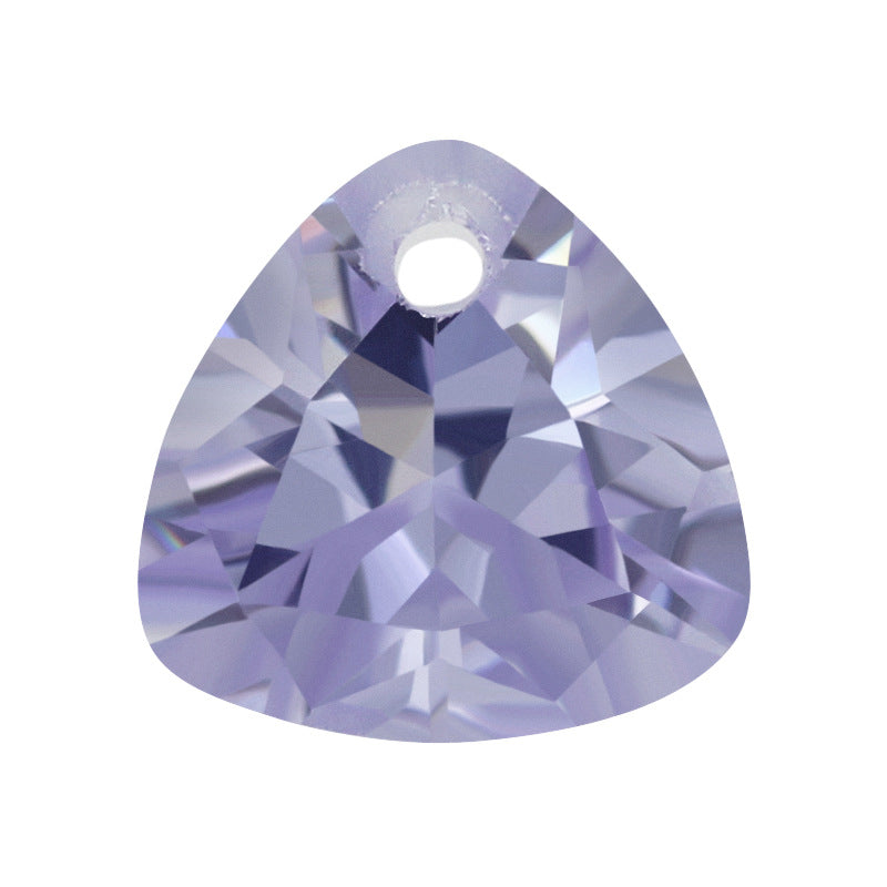 单孔肥三角变蓝色锆石裸石 带孔胖三角变兰人造宝石裸钻