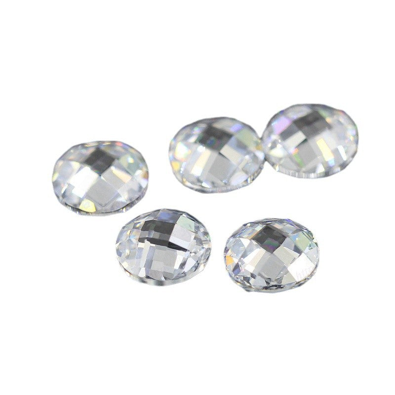 圆形双龟面锆石裸石 白色格子面合成立方氧化锆批发AAA