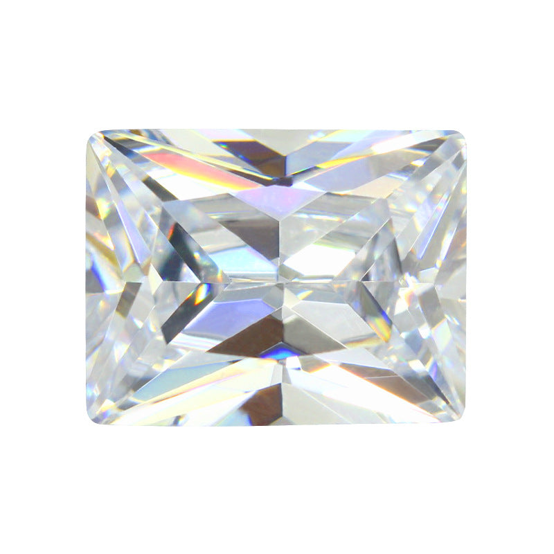 5A长方形直角白色锆石裸石 尖底车花人造CZ皓石戒面批发
