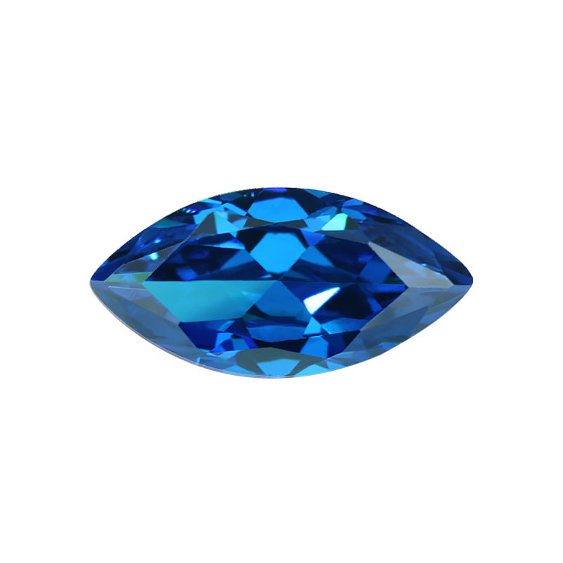 马眼形深海蓝色锆石裸石 树叶形锆人造深海兰宝石CZ皓石