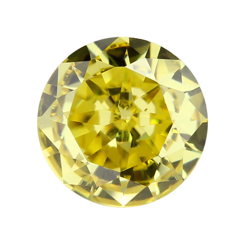 圆形浅金黄色人造锆石裸石戒面 皓石合成立方氧化锆仿钻