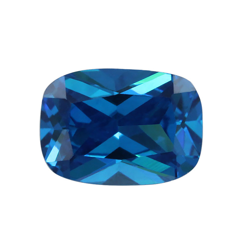 深海蓝色肥长方锆石裸石 枕形人造皓石深海兰色宝石首饰