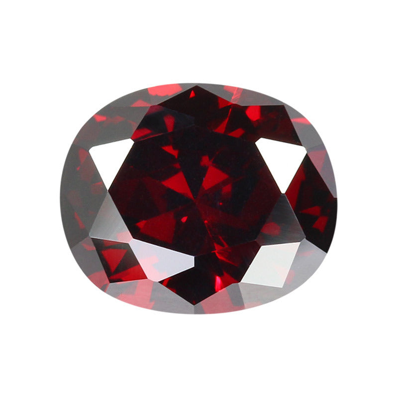 蛋形深榴红色锆石裸石 人造椭圆形大红色CZ皓石戒面批发