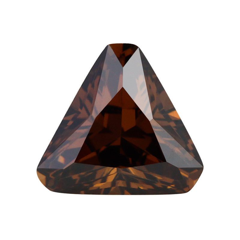 咖啡色三角形倒角锆石裸石 倒三角人造CZ皓石戒面批发
