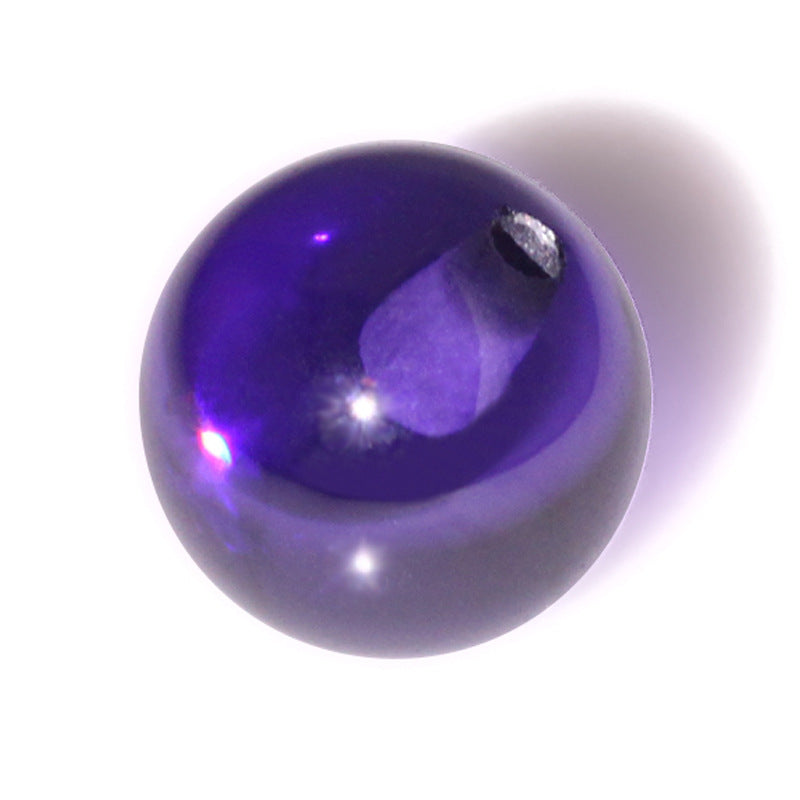 半孔紫兰锆圆珠紫锆石珠子裸石 打孔CZ光珠饰品DIY批发