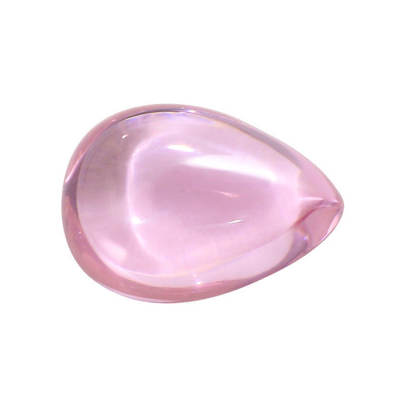 梨形平底素面粉红色锆石裸石 水滴形平底光面美甲钻粉色