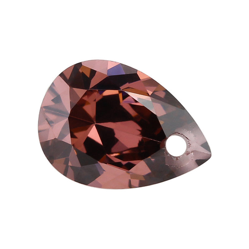 单孔梨形胭锆石裸石批发 水滴形胭脂色宝石戒面人造CZ饰