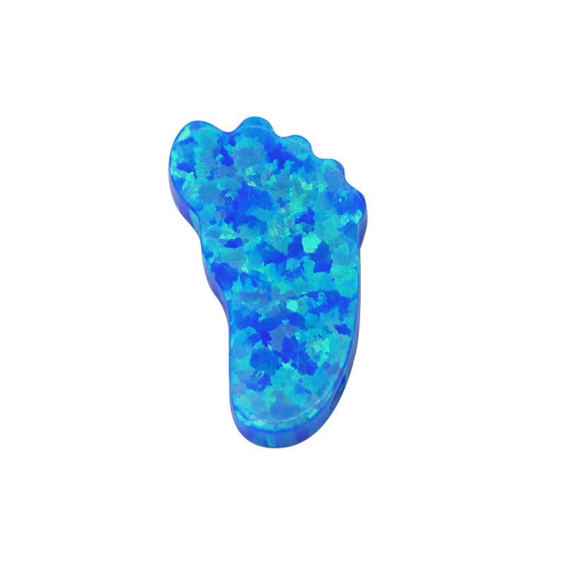 合成澳宝欧泊石OPAL脚丫子 蓝色素面裸石戒面项链OP05