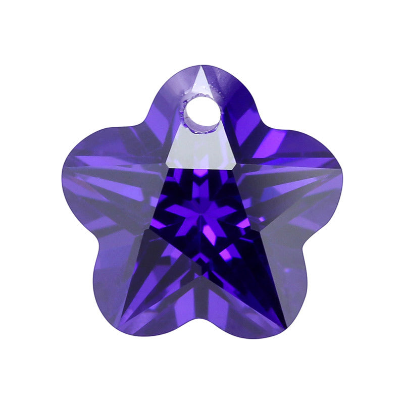 单孔五角梅花形紫蓝色锆石裸石 人造皓石CZ仿钻批发