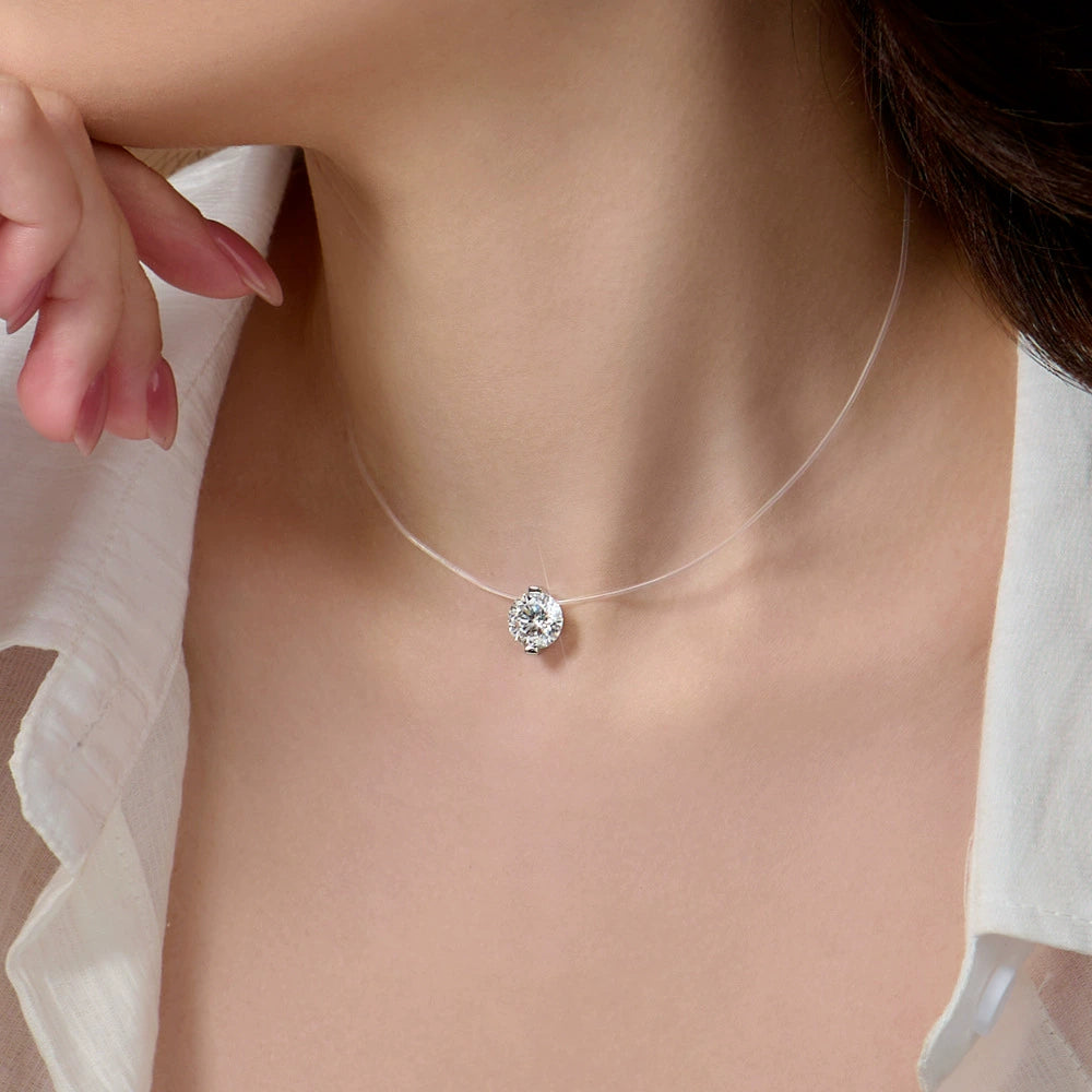 人鱼之泪项链女生七夕礼物高级感配饰女夏季鱼线项链莫桑石锁骨链